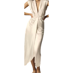 NWT Anthropologie Sleeveless V-Neck Twist-Front Satin Dress size 8